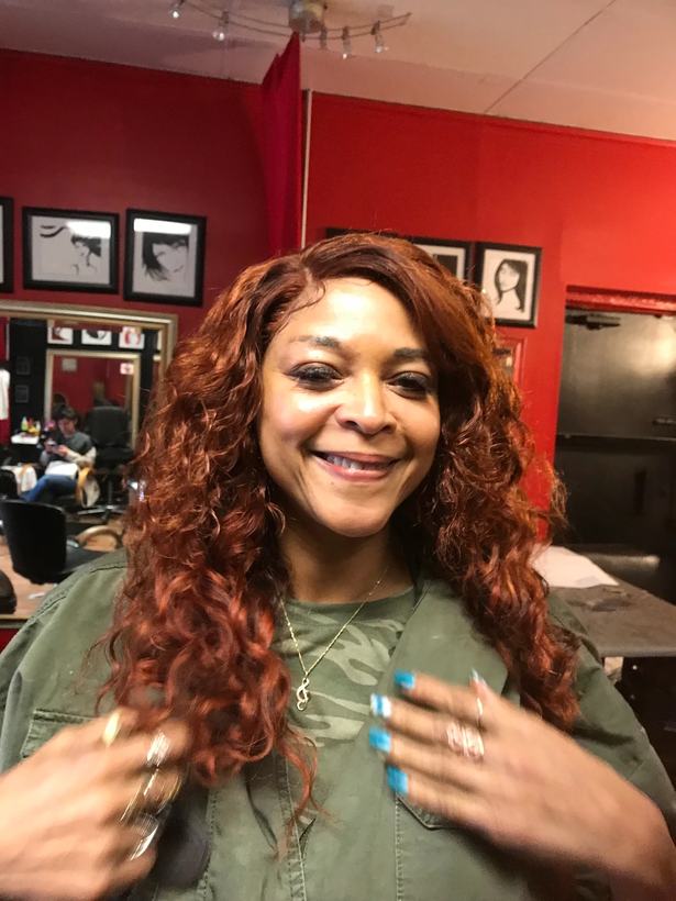 Copper curly sew-in