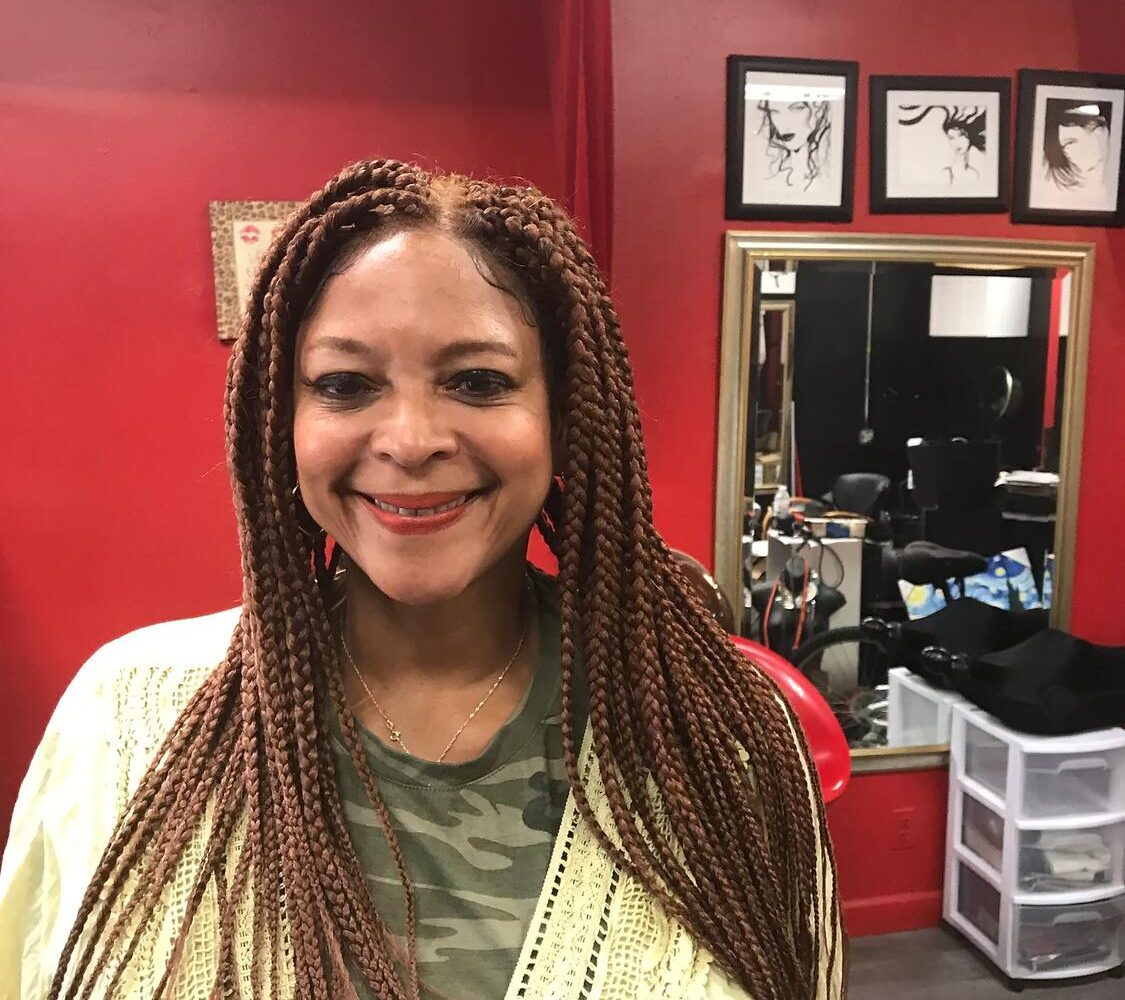 Auburn box braids