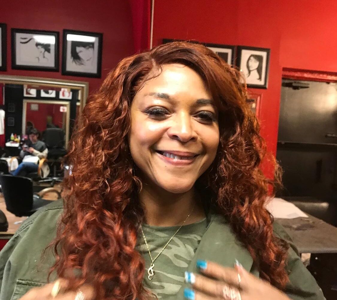 Copper curly sew-in